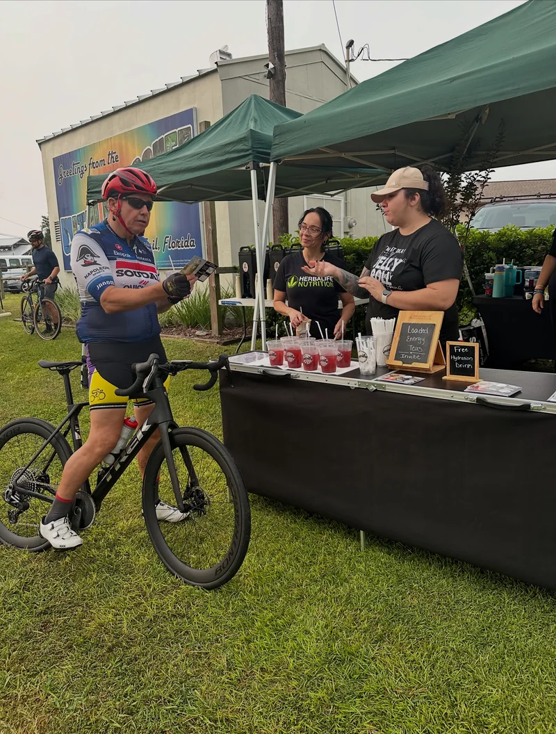 Serving drinks at the InVibe stand during the trail ride